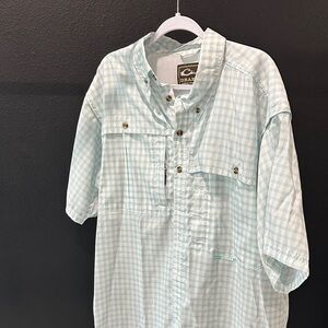 Drake Plaid Shirt Blue/White/Green Size L